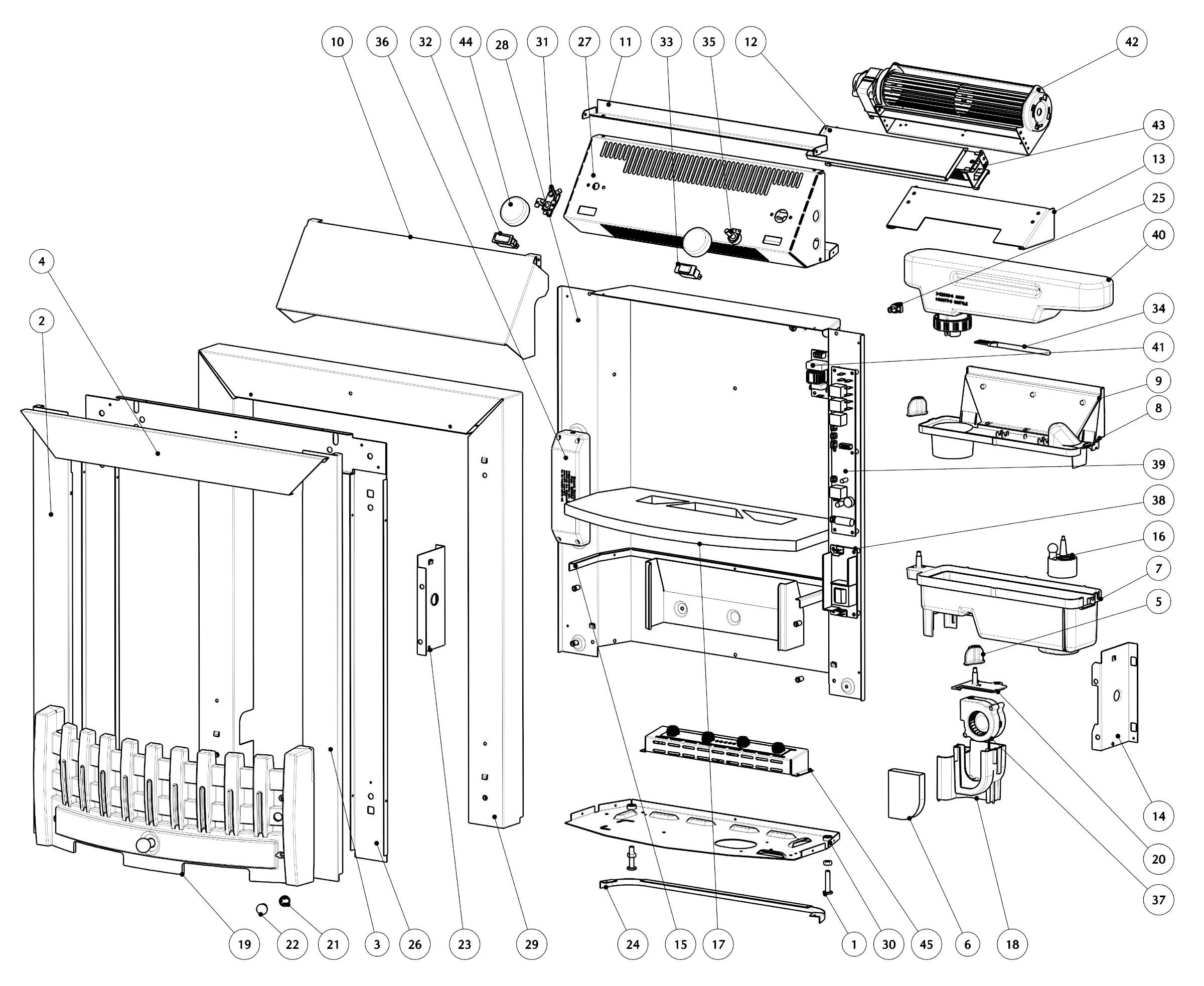 Dimplex DNV20 Electric Fire Exploded Parts Diagram