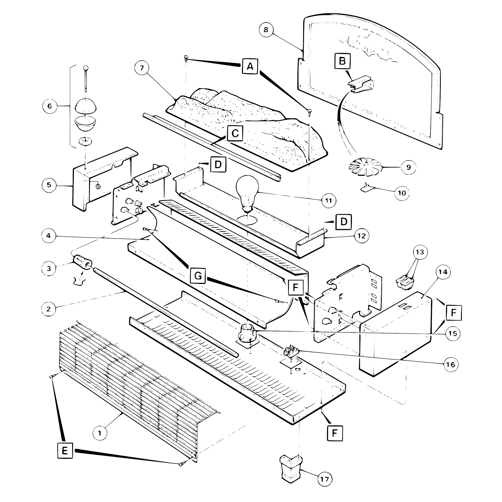 Dimplex YEO20 Electric Fire Exploded Parts Diagram